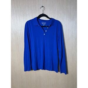 Coolibar Mens Blue UPF 50+ Sun Protection Long Sleeve Polo Shirt Size M